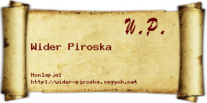 Wider Piroska névjegykártya