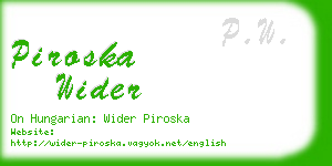 piroska wider business card